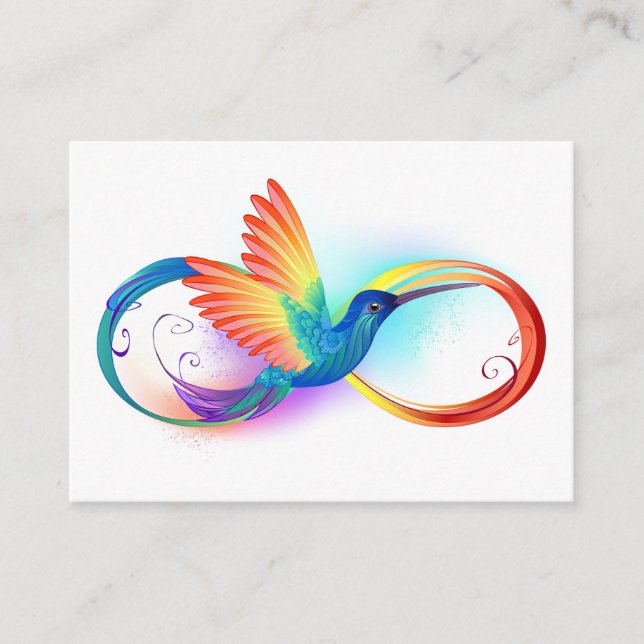 Rainbow Hummingbird with Infinity symbol Enclosure Card (Front)