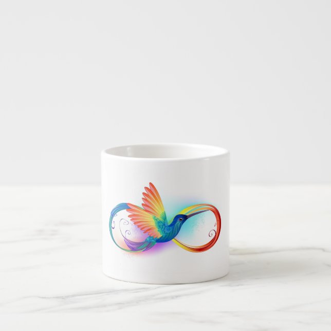 Rainbow Hummingbird with Infinity symbol Espresso Cup (Front)