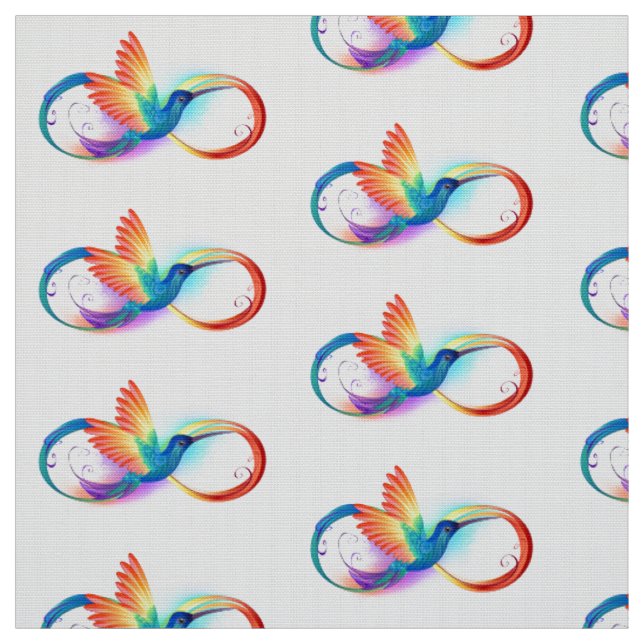 Rainbow Hummingbird with Infinity symbol Fabric (Swatch)