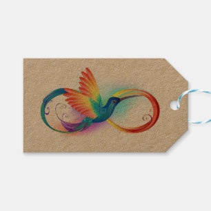 Rainbow Hummingbird with Infinity symbol Gift Tags
