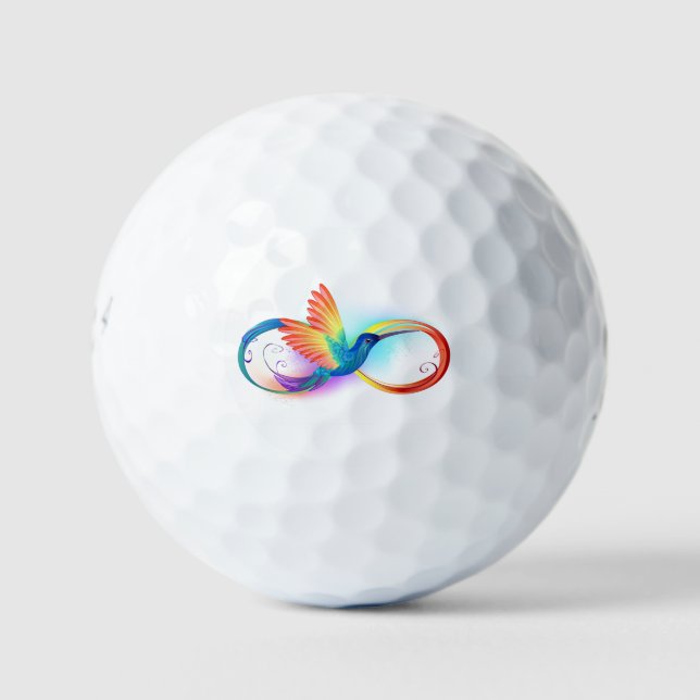 Rainbow Hummingbird with Infinity symbol Golf Balls (Front)