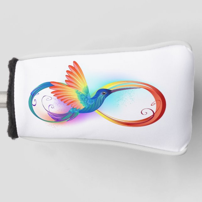 Rainbow Hummingbird with Infinity symbol Golf Head Cover (Front)