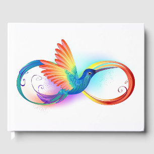 Rainbow Hummingbird with Infinity symbol Guest Book