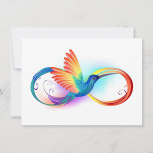 Rainbow Hummingbird with Infinity symbol Holiday Card