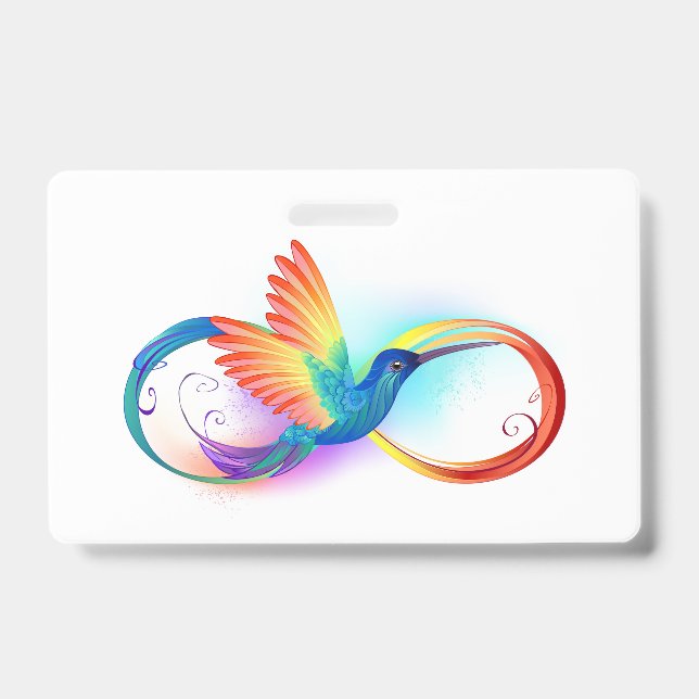 Rainbow Hummingbird with Infinity symbol ID Badge (Front)