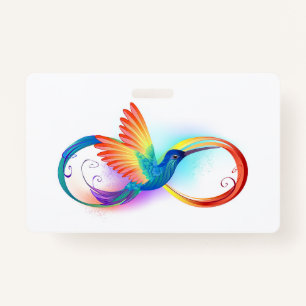 Rainbow Hummingbird with Infinity symbol ID Badge