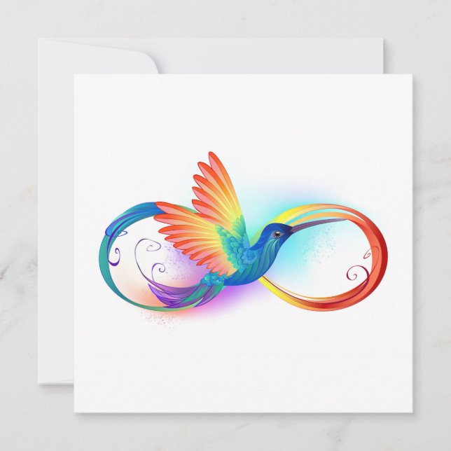 Rainbow Hummingbird with Infinity symbol Invitation (Front)