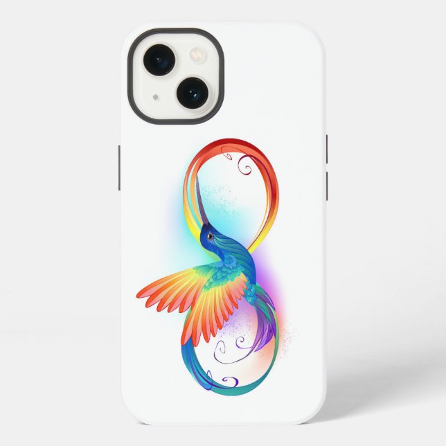 Rainbow Hummingbird with Infinity symbol iPhone Case (Back)