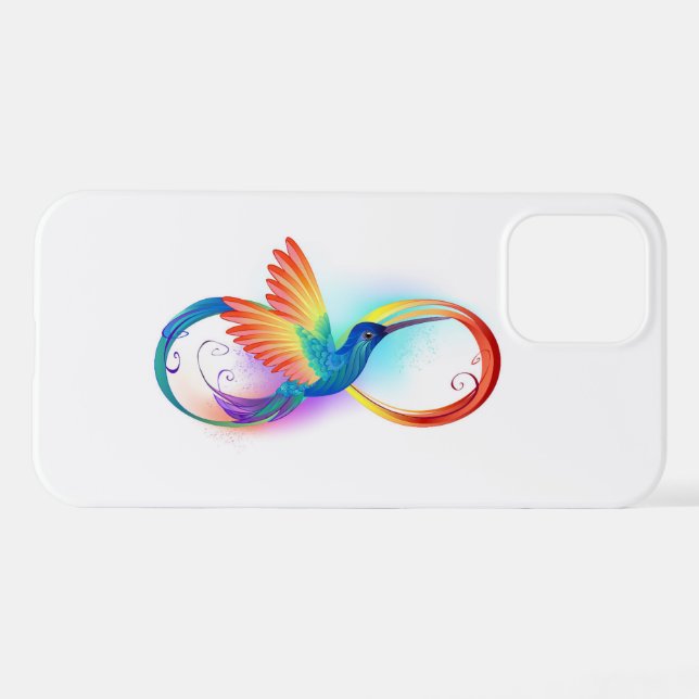 Rainbow Hummingbird with Infinity symbol iPhone Case (Back Horizontal)