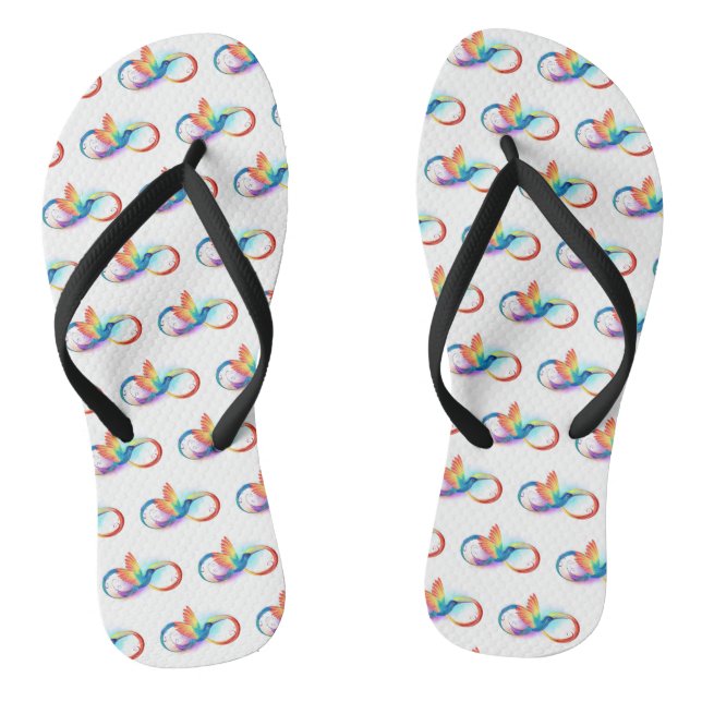 Rainbow Hummingbird with Infinity symbol Jandals (Footbed)