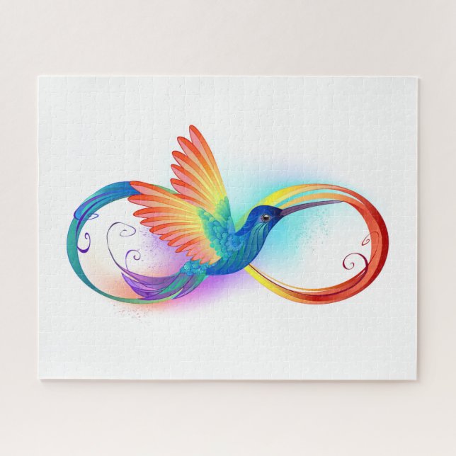 Rainbow Hummingbird with Infinity symbol Jigsaw Puzzle (Horizontal)