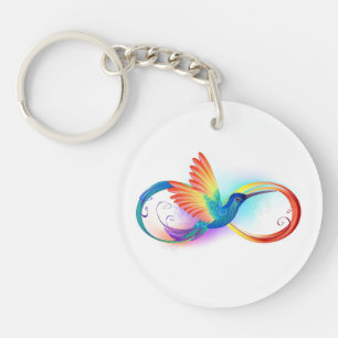 Rainbow Hummingbird with Infinity symbol Key Ring