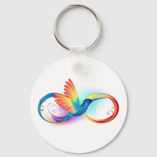 Rainbow Hummingbird with Infinity symbol Key Ring