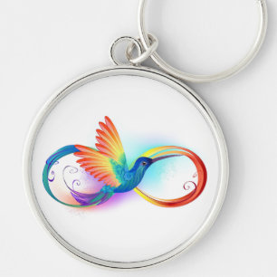 Rainbow Hummingbird with Infinity symbol Key Ring