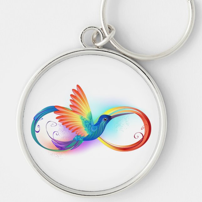 Rainbow Hummingbird with Infinity symbol Key Ring (Front)