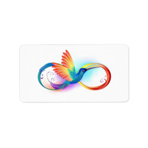 Rainbow Hummingbird with Infinity symbol Label