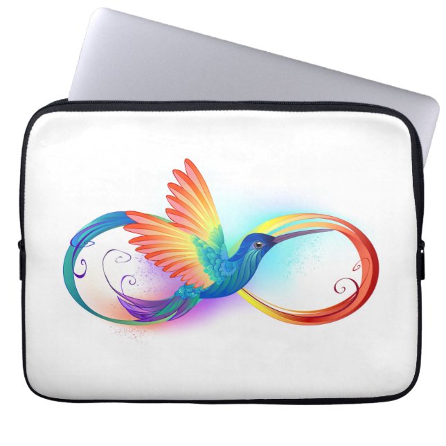 Rainbow Hummingbird with Infinity symbol Laptop Sleeve (Front)