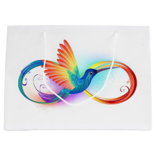 Rainbow Hummingbird with Infinity symbol Large Gift Bag