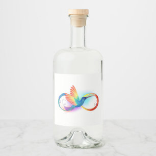 Rainbow Hummingbird with Infinity symbol Liquor Bottle Label