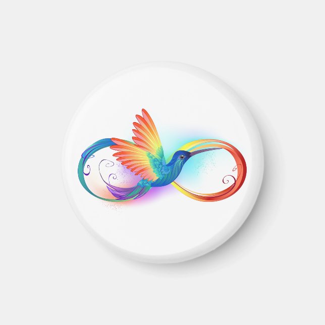 Rainbow Hummingbird with Infinity symbol Magnet (Front)
