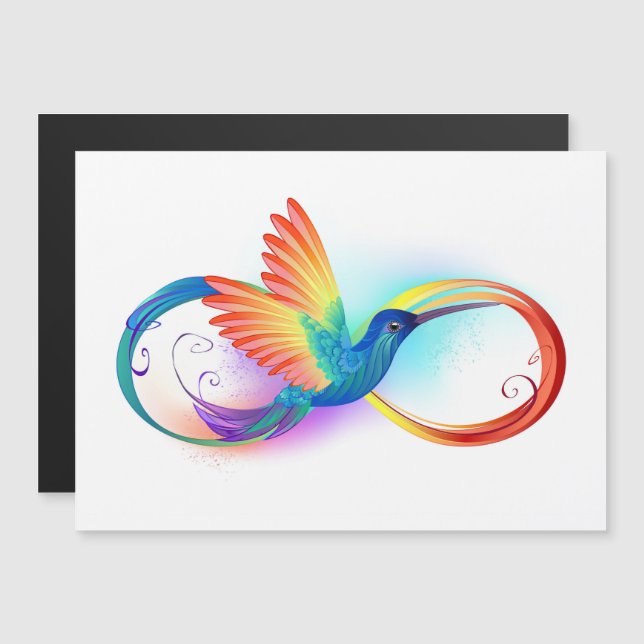Rainbow Hummingbird with Infinity symbol Magnetic Invitation (Front/Back)