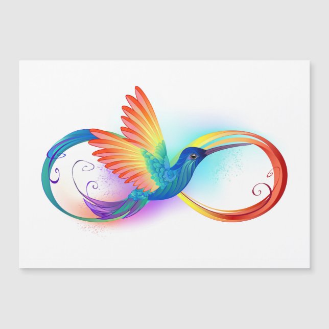 Rainbow Hummingbird with Infinity symbol Magnetic Invitation (Front)