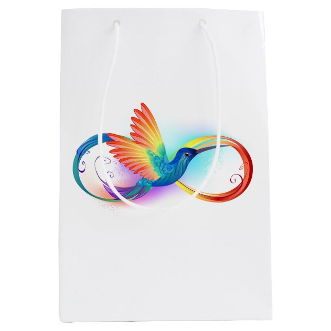 Rainbow Hummingbird with Infinity symbol Medium Gift Bag (Front)