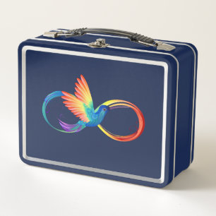 Rainbow Hummingbird with Infinity symbol Metal Lunch Box