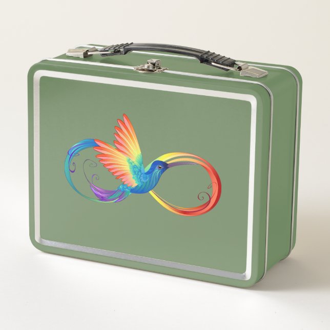 Rainbow Hummingbird with Infinity symbol Metal Lunch Box (Front)