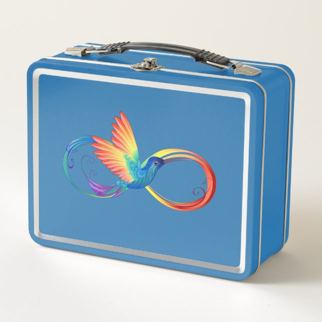 Rainbow Hummingbird with Infinity symbol Metal Lunch Box (Front)