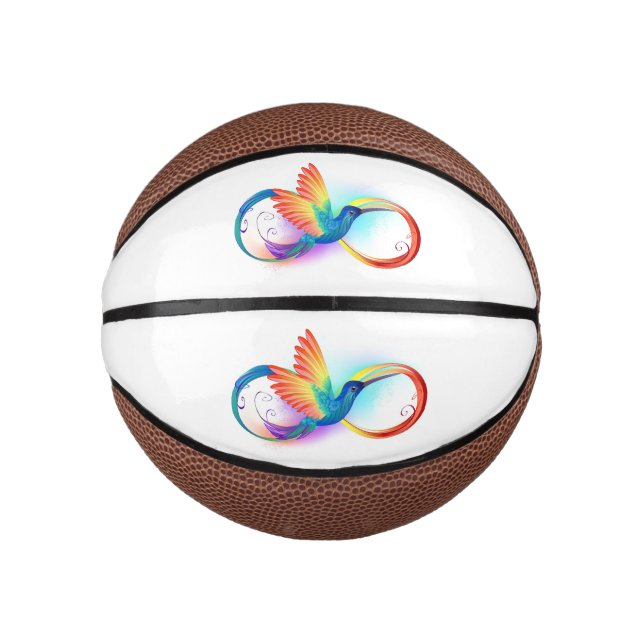 Rainbow Hummingbird with Infinity symbol Mini Basketball (Front)