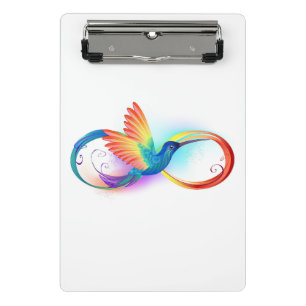 Rainbow Hummingbird with Infinity symbol Mini Clipboard
