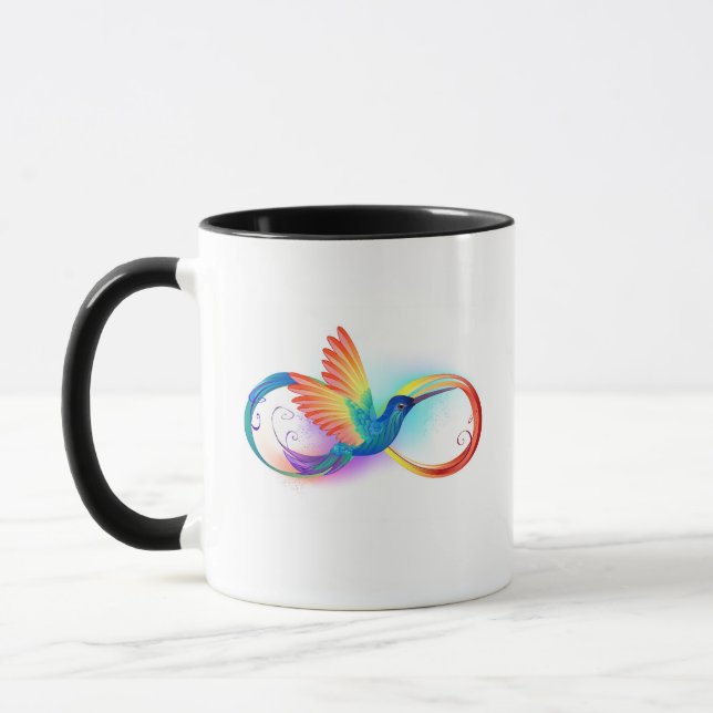 Rainbow Hummingbird with Infinity symbol Mug (Left)
