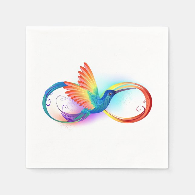 Rainbow Hummingbird with Infinity symbol Napkin (Front)