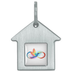 Rainbow Hummingbird with Infinity symbol Pet ID Tag