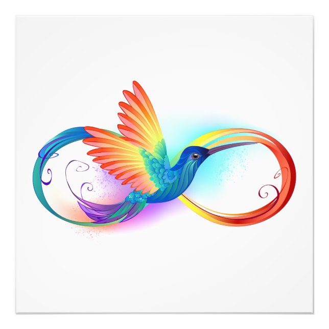 Rainbow Hummingbird with Infinity symbol Photo Print (Front)