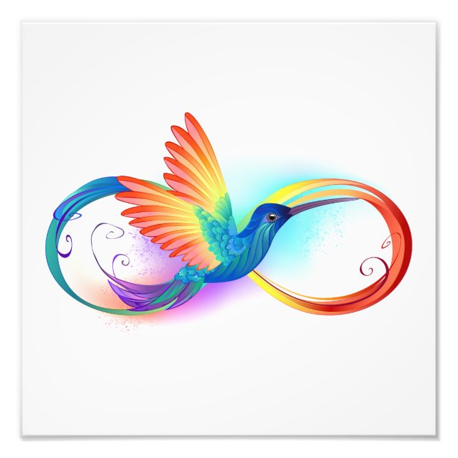 Rainbow Hummingbird with Infinity symbol Photo Print (Front)