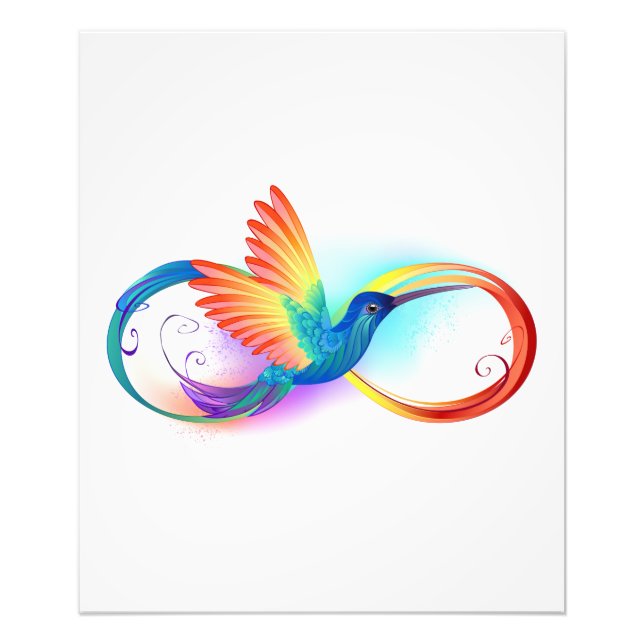 Rainbow Hummingbird with Infinity symbol Photo Print (Front)