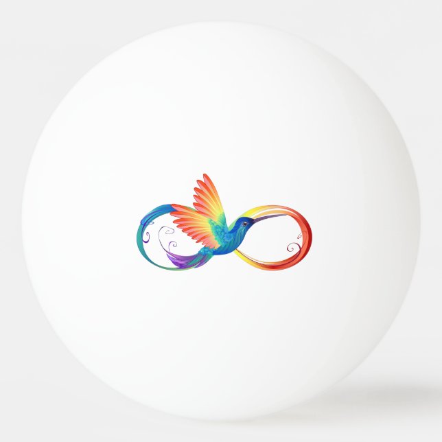 Rainbow Hummingbird with Infinity symbol Ping Pong Ball (Front)