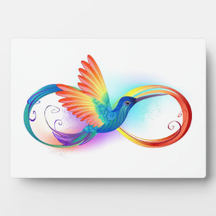 Rainbow Hummingbird with Infinity symbol Plaque