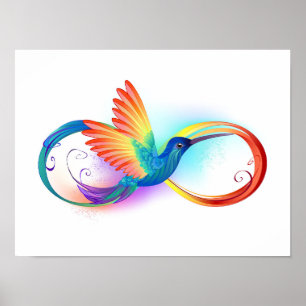 Rainbow Hummingbird with Infinity symbol Poster