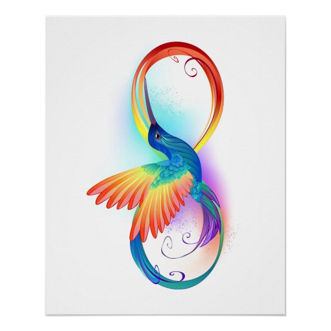 Rainbow Hummingbird with Infinity symbol Poster (Front)