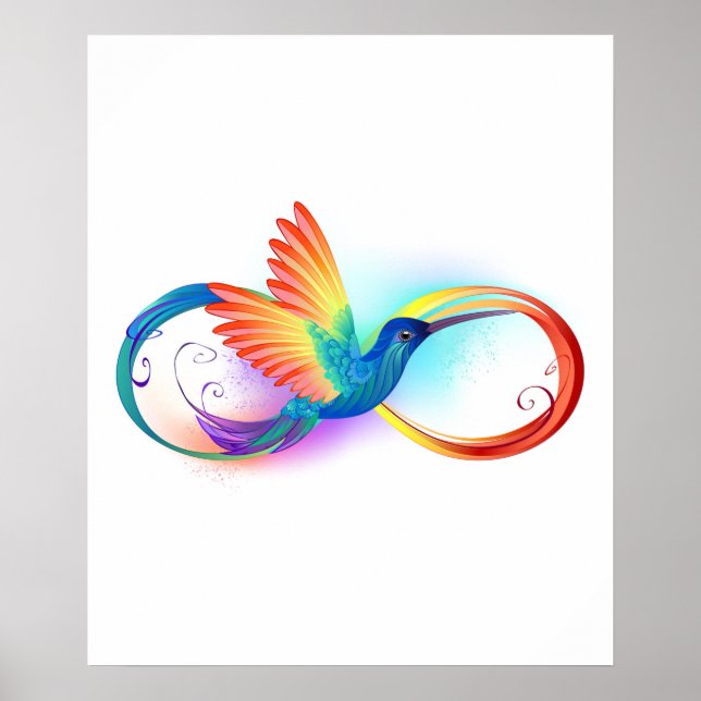 Rainbow Hummingbird with Infinity symbol Poster (Front)