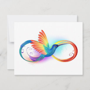 Rainbow Hummingbird with Infinity symbol RSVP Card
