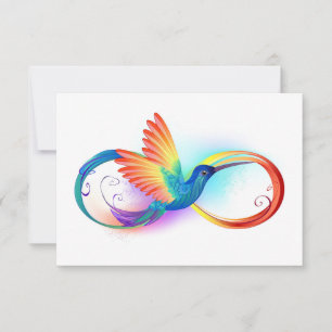 Rainbow Hummingbird with Infinity symbol RSVP Card