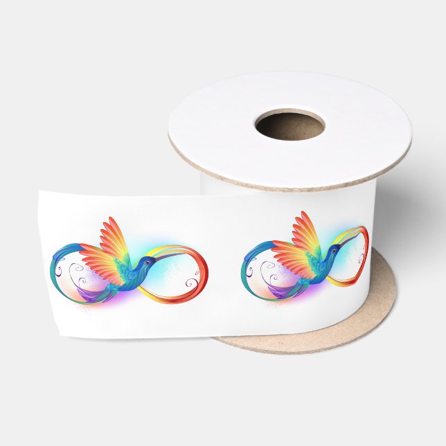 Rainbow Hummingbird with Infinity symbol Satin Ribbon (Spool)