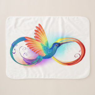Rainbow Hummingbird with Infinity symbol Sherpa Blanket