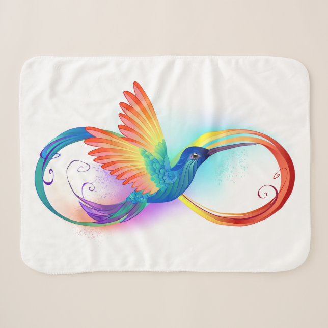 Rainbow Hummingbird with Infinity symbol Sherpa Blanket (Front (Horizontal))