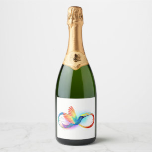 Rainbow Hummingbird with Infinity symbol Sparkling Wine Label