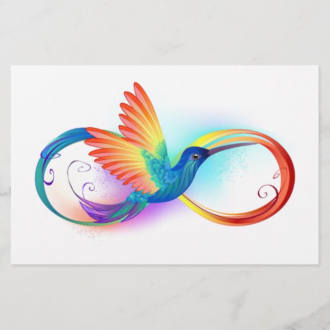 Rainbow Hummingbird with Infinity symbol Stationery (Front)